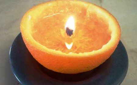 Bougie parfumée en pelure d'orange.