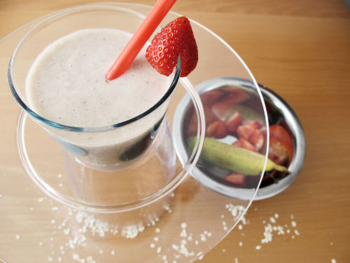 le lait avoine et fraise