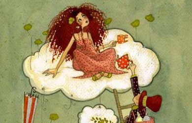 femme dans les nuages 