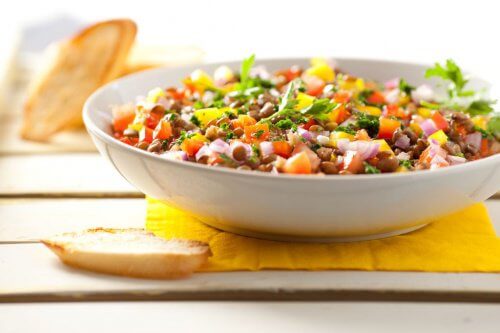 Les lentilles en salade.