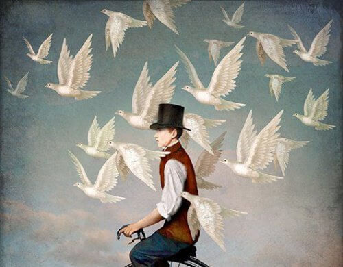 illustration d'un homme en vélo