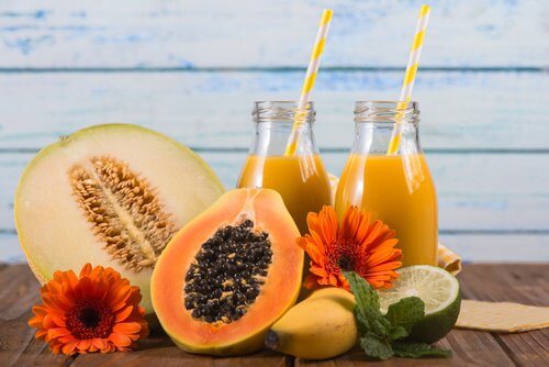 jus de melon, ananas et papaye