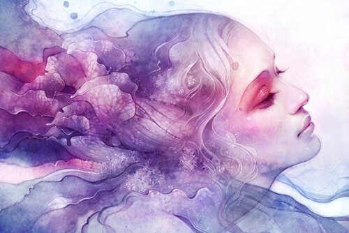 Femme-en-rose-et-bleu-representant-l'abime-des-souvenirs-500x334