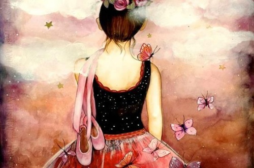 Femme-avec-des-ballerines-dans-le-dos