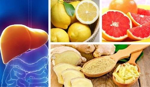 Purge hépatique et rénale avec du citron, du pamplemousse et du gingembre