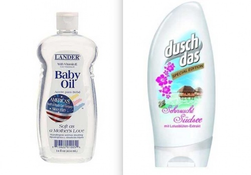 Gel pour le bain et l'huile pour bébé.