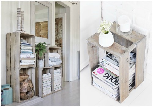 recycler les cagettes de fruits et légumes : meuble de salon