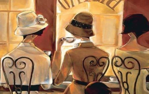 illustration de trois amies qui prennent un café