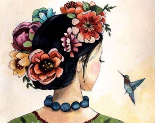 Une femme et un colibri
