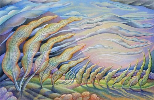 illustration d'un paysage avec des arbres