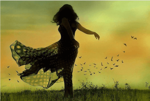 illustration - femme dans le vent 