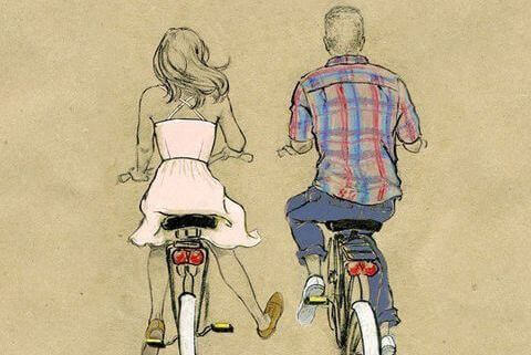 illustration d'un couple en vélo 
