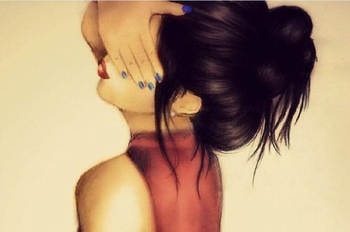 illustration - femme avec les mains sur les yeux.