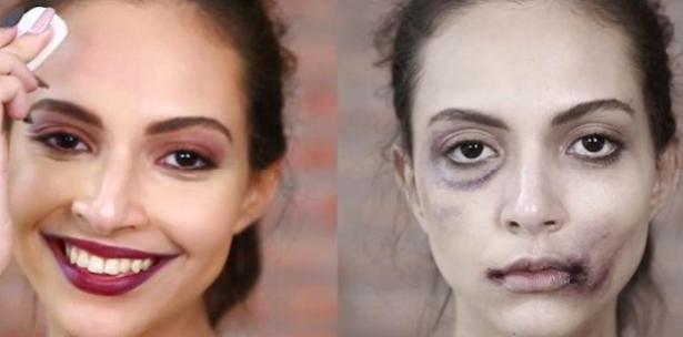 Maquillage des femmes maltraitées.