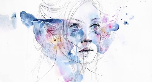 femme couleurs sur le visage