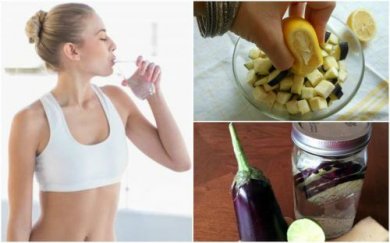 De l'eau d'aubergine avec du citron pour perdre du poids