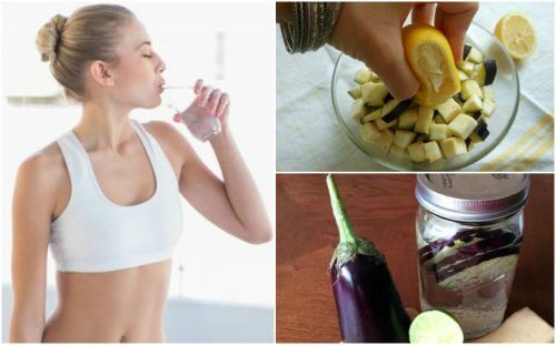De l'eau d'aubergine avec du citron pour perdre du poids