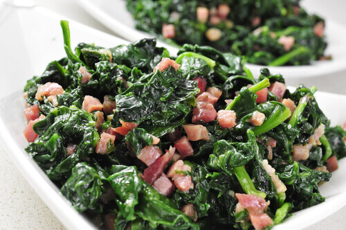 recette d'épinards sautés au jambon