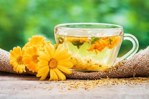 infusion de calendula pour apaiser les bouffées de chaleur pendant la ménopause