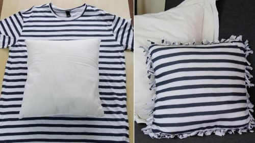 Fabriquer des coussins avec de vielles chemises en coton.