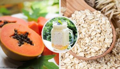 Smoothie à la papaye, à la pomme et à l'avoine pour équilibrer le système digestif