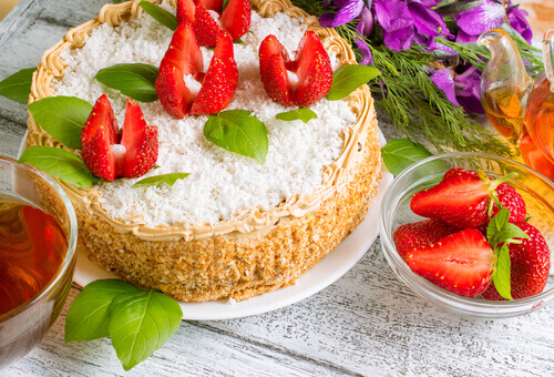 gateau au fromage et aux fraises