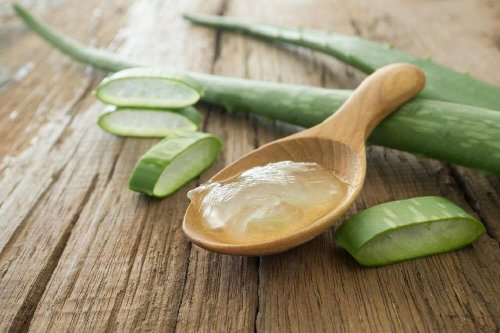 Une cuillère de gel d'Aloe vera