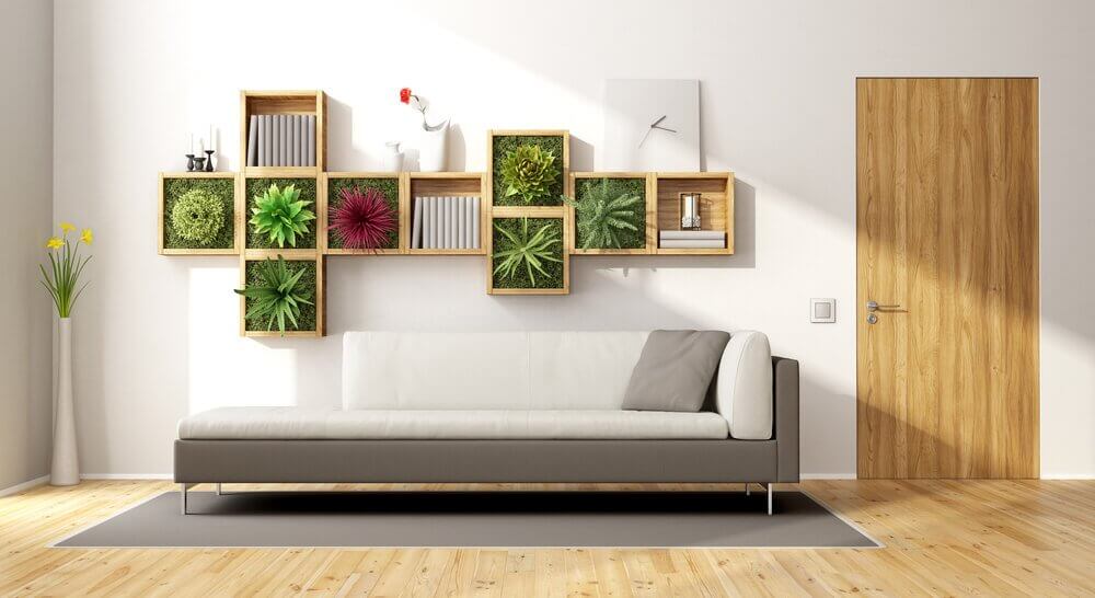 jardin vertical dans le cadre d'une décoration avec des plantes