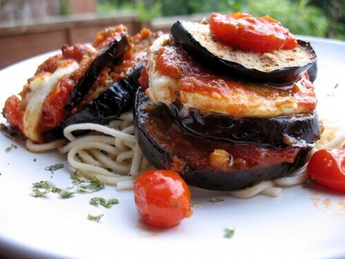 aubergines farcies sous forme de lasagnes