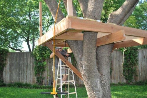 construction de la cabane dans l'arbre pour votre enfant