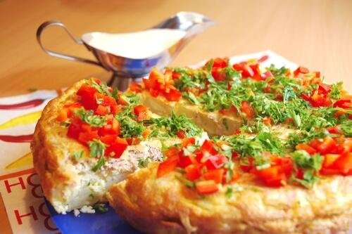 Omelette farcie au jambon