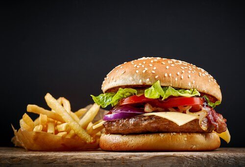 hamburger au poulet avec frites