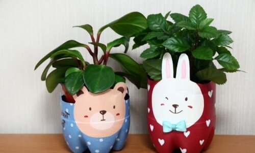 cache-pots en emballages plastique recyclés