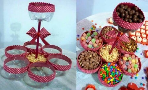 distributeur de bonbons en emballages plastique recyclés