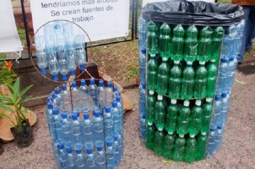 poubelles en emballages plastique recyclés