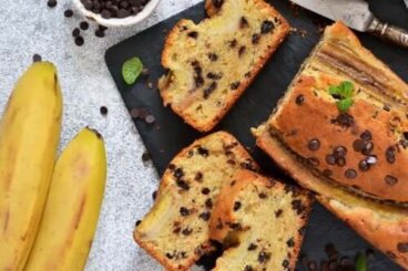 Gâteau à la banane riche en fibres et pauvre en sucres