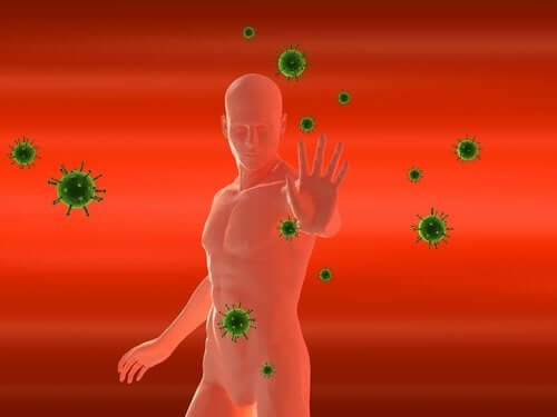 Une illustration humanoïde du système immunitaire qui combat la grippe