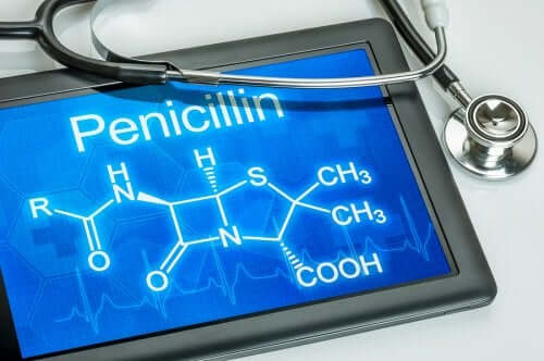 La formule chimique de la pénicilline.