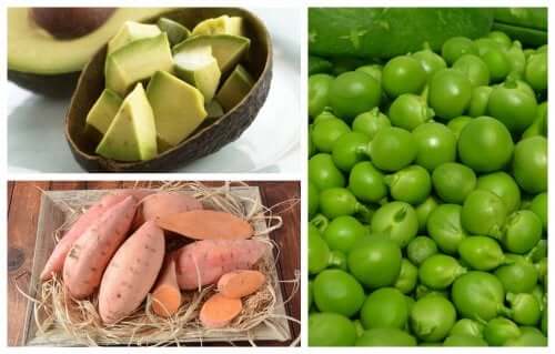 Patates douces, avocat et petits pois