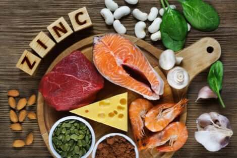 Les aliments avec du zinc.