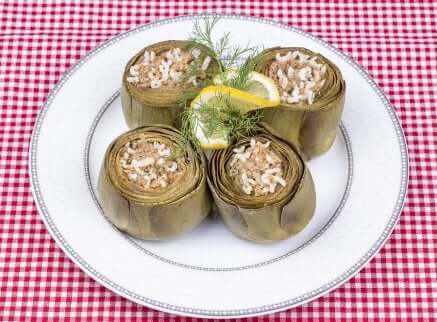 Des artichauts au riz.