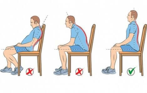 Schémas de bonnes et mauvaises postures assises. 