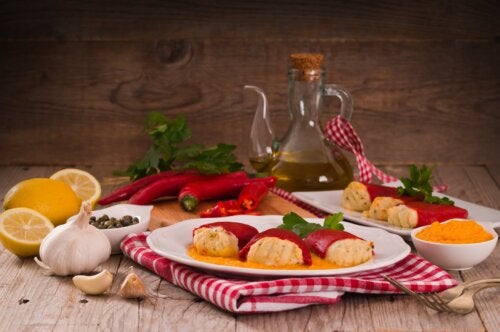 Recette classique de poivrons farcis à la morue et aux crevettes