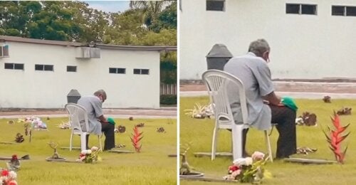 Un grand-père rend visite à sa bien-aimée décédée au cimetière depuis cinq ans