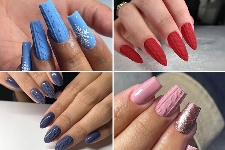 Idées d’ongles effet pull pour un look élégant et à la mode