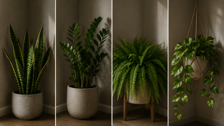 4 plantes à placer dans un coin peu éclairé : des choix concrets, au-delà du « tout va bien »