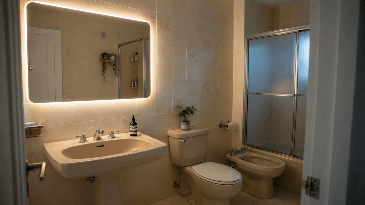 Baño modernizado con luz LED