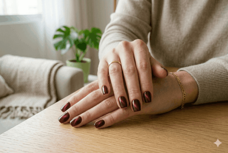 Éclat magnétique et profondeur tridimensionnelle sur vos ongles. Un effet métallisé qui joue avec la lumière et apporte un volume spectaculaire aux ongles courts.
