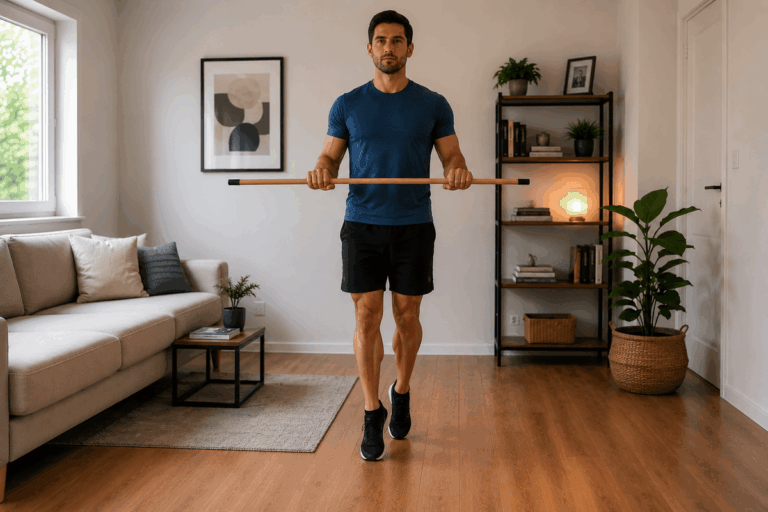Des mollets toniques grâce à un manche à balai : 6 exercices avec des objets du quotidien
