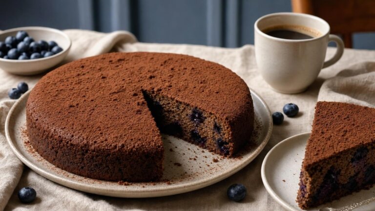 Gâteau au café et aux myrtilles sans sucre